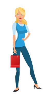 Alışveriş çantası tutan kadın.