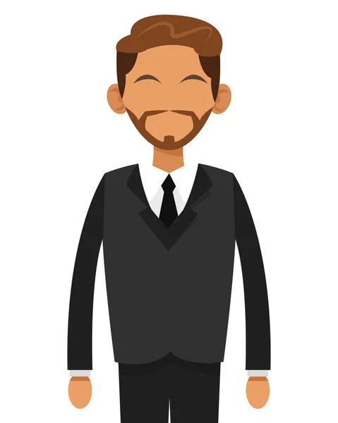 Hombre bronceado con la barba icono de hombre de negocios — Vector de stock