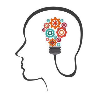 İnsan kafa simgesi. Tasarım düşünme. Vektör grafiği