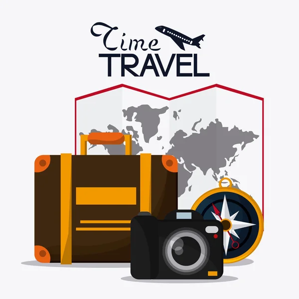 Conjunto de iconos de viaje. Tiempo para el diseño de viajes. Gráfico vectorial — Vector de stock