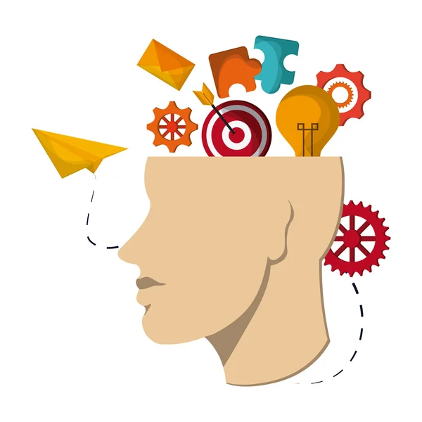 Emberi fej ikonra. Gondolkodás tervező. Vektorgrafikus — Stock Vector