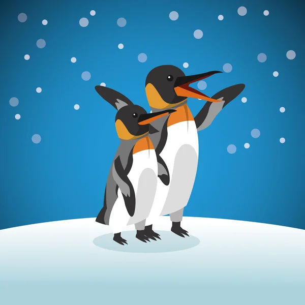 Значок пингвина. Снегопад. Векторная графика — стоковый вектор