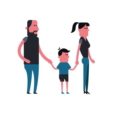 Adam, kadın ve çocuk çizgi film. İnsanlar tasarım. Vektör grafiği