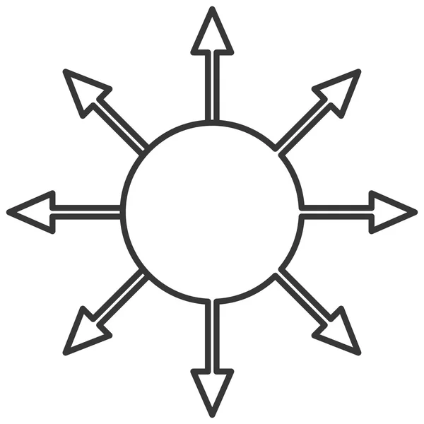 Círculo con flechas que salen icono — Vector de stock