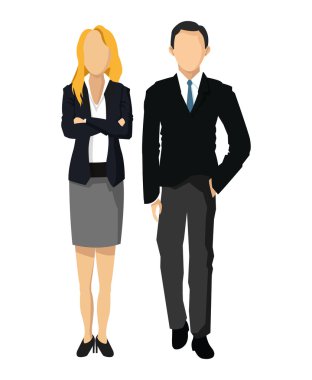 Kadın ve Erkek avatar simgesi çift. İş adamları tasarım. Vektör