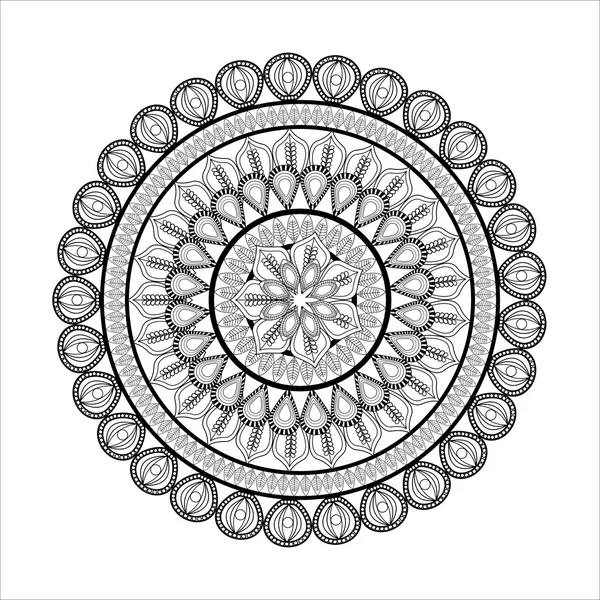Icono de Mandale blanco y negro. Diseño bohemio. Gráfico vectorial — Archivo Imágenes Vectoriales