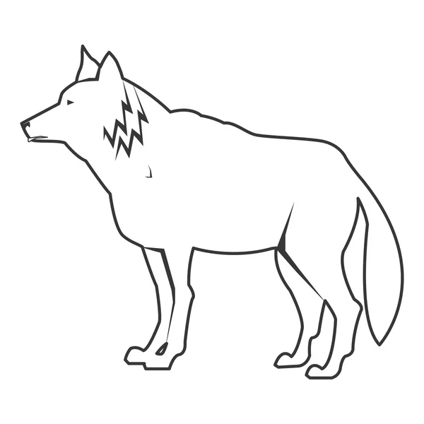 Schwarze Linie Wolf-Symbol — Stockvektor