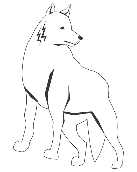 Zwarte lijn wolf pictogram — Stockvector