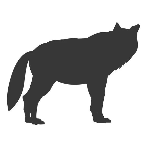 Wolf zijaanzicht silhouet pictogram — Stockvector