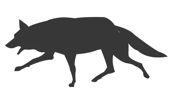 Икона волка бегущего силуэта — стоковый вектор