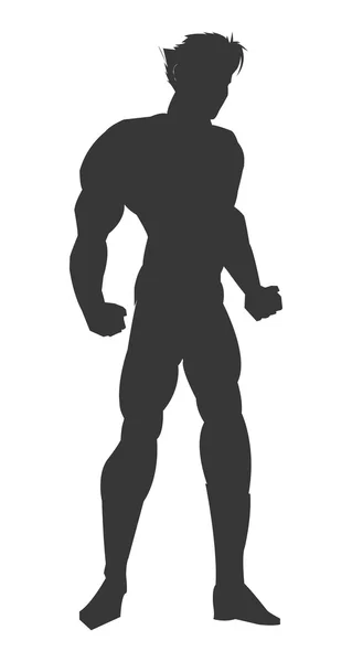 Homme musclé silhouette icône — Image vectorielle