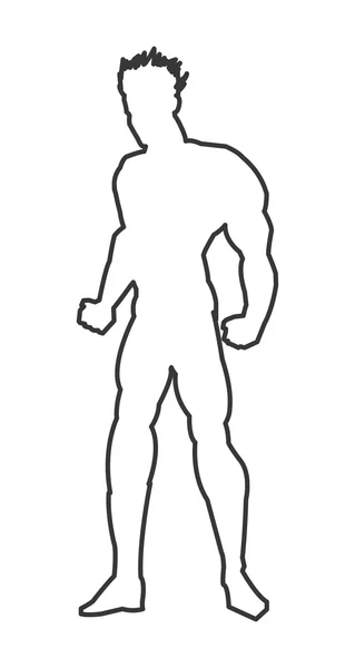 Muskulöser Mann Silhouette Ikone — Stockvektor