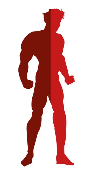 Icona di silhouette uomo muscoloso rosso — Vettoriale Stock