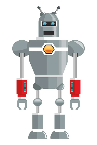 Kleurrijke grijze robot met twee antennes pictogram — Stockvector