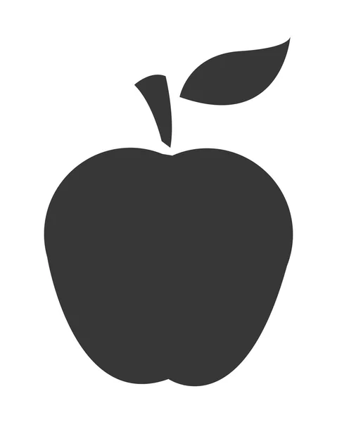 Pomme avec icône de feuille — Image vectorielle