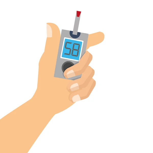 Glucometer met strip pictogram — Stockvector