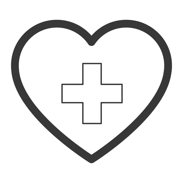 Corazón con icono de cruz — Vector de stock