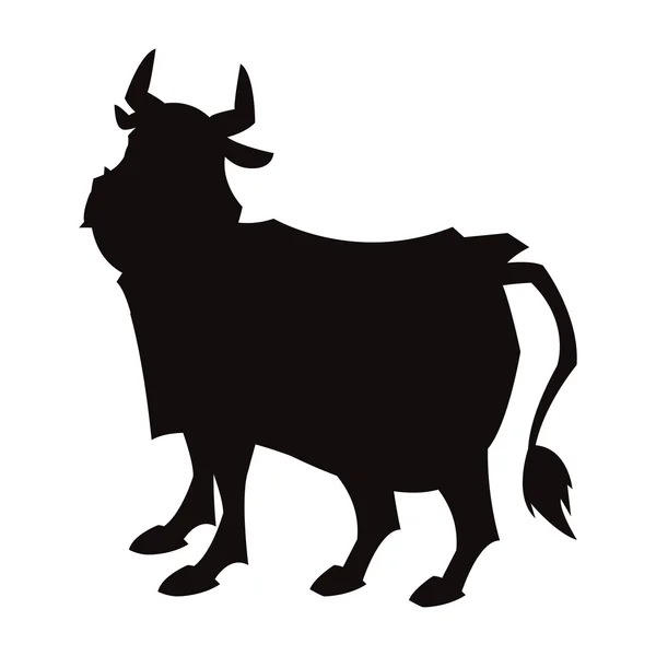 Icona della silhouette del toro in stile comico — Vettoriale Stock