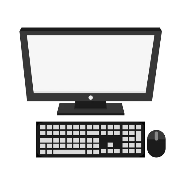 Monitor del ordenador ratón e icono del teclado — Vector de stock