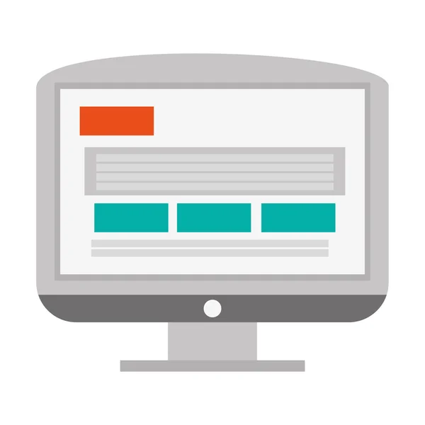 Computermonitor mit Webseite auf dem Bildschirm-Symbol — Stockvektor