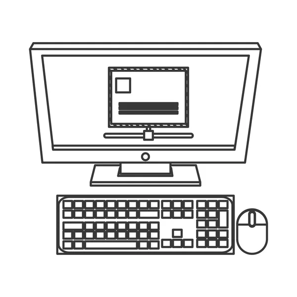 Monitor de ordenador con sobre en el icono de la pantalla — Archivo Imágenes Vectoriales