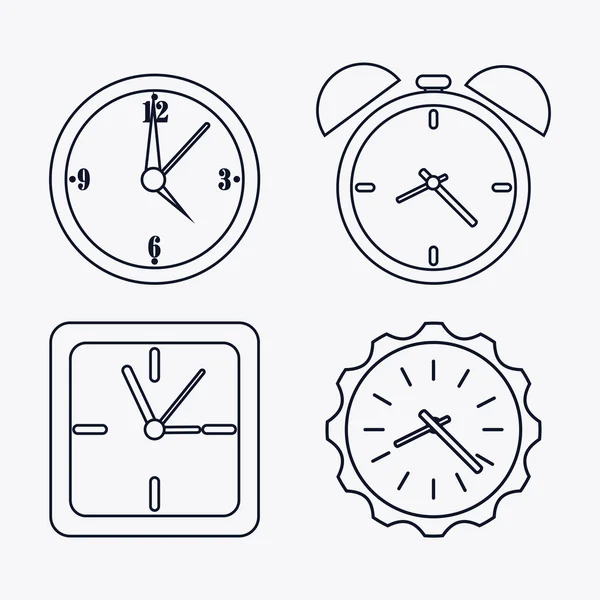 Icône ensemble d'horloges de silhouette. La conception du temps. Graphique vectoriel — Image vectorielle