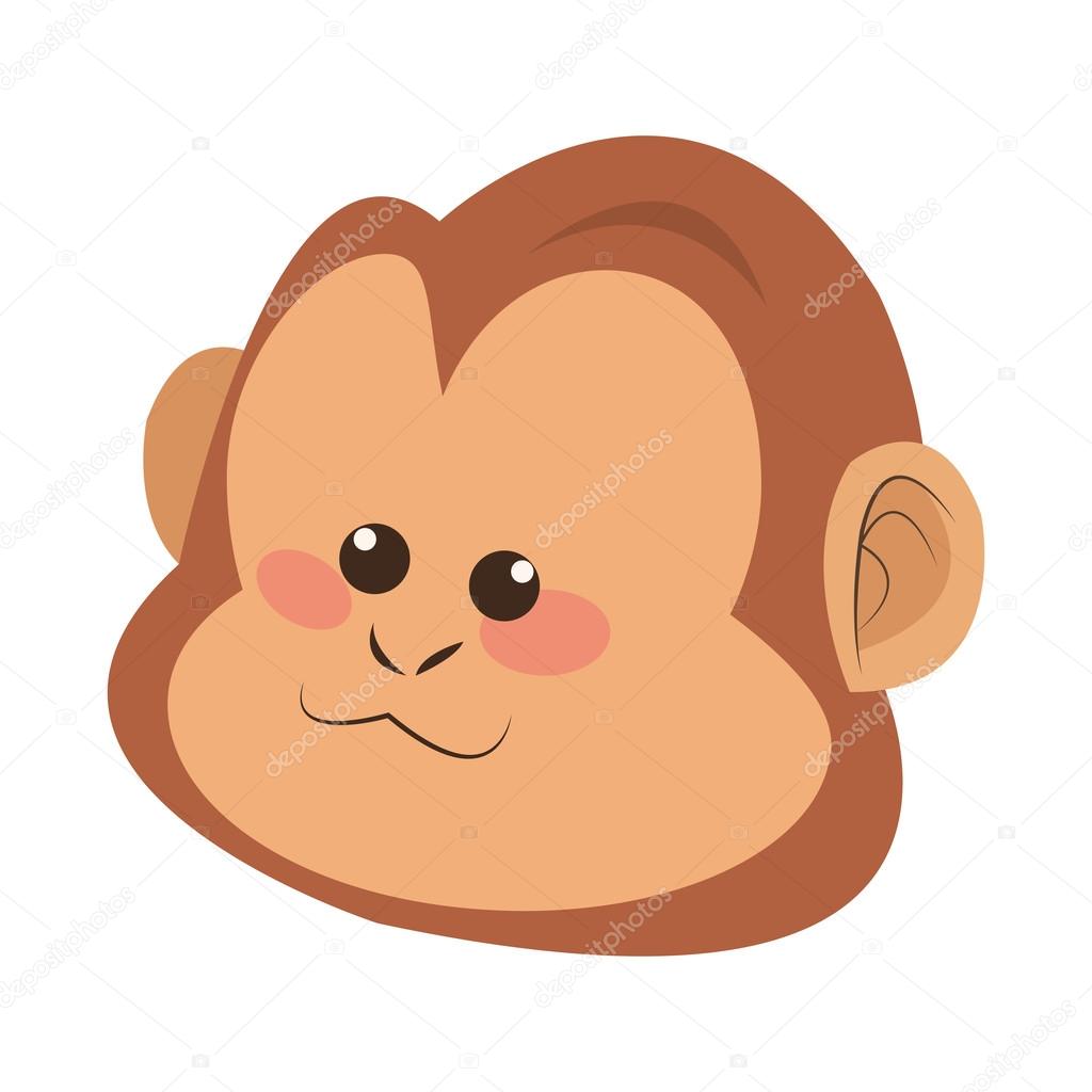 Flat design monkey face cartoon icon vector illustration