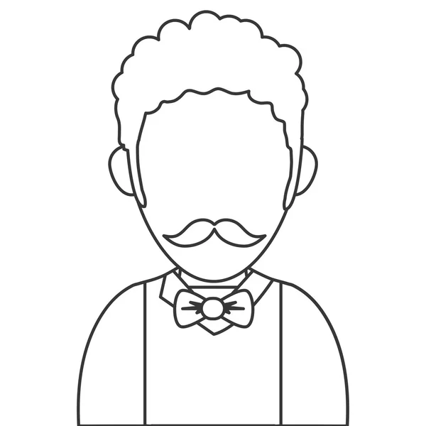 남자 곱슬 머리와 콧수염 아바타 아이콘 — 스톡 벡터