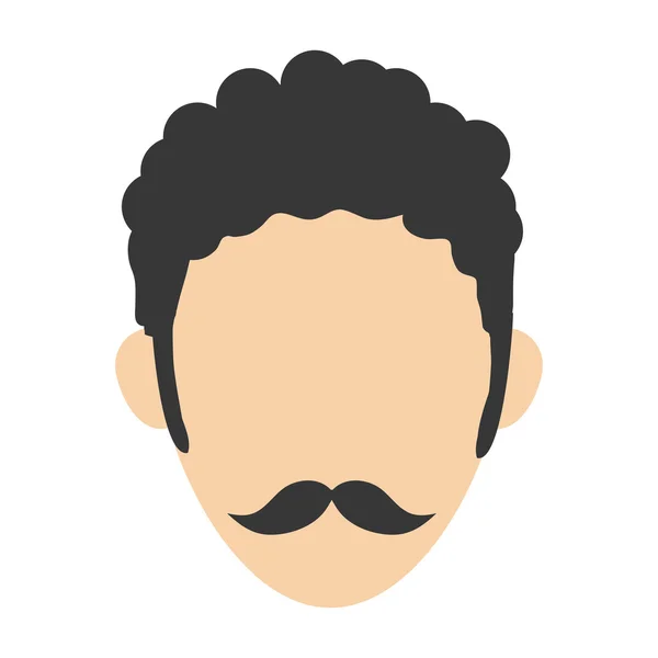 Mann mit lockigem Haar und Schnurrbart — Stockvektor