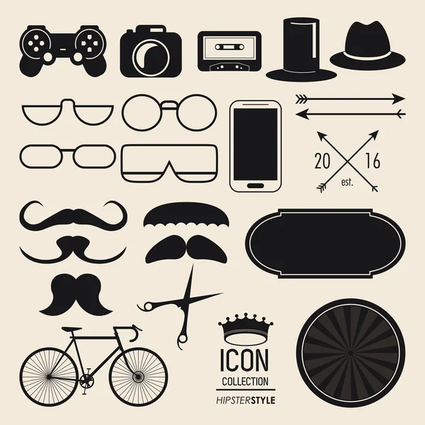 Icon set. Hipster style design. Vector graphic — Stock Vector
