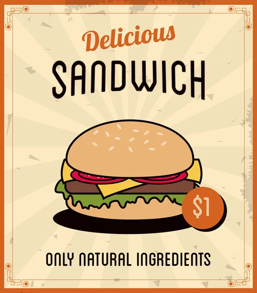 Icono de sándwich. Menú y diseño de alimentos. Gráfico vectorial — Archivo Imágenes Vectoriales
