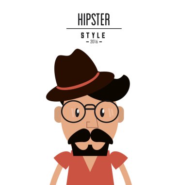 Karikatür adam simgesi. Hipster Tarzı tasarım. Vektör grafiği