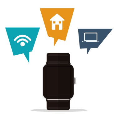 Saat simgesi. Giyilebilir teknoloji tasarım. Vektör grafiği