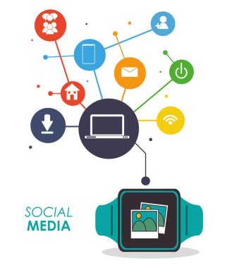 Saat simgesi. Giyilebilir teknoloji tasarım. Vektör grafiği