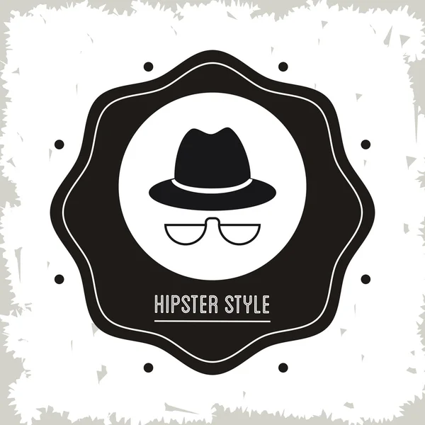 Sombrero y gafas icono. Diseño de estilo Hipster. Gráfico vectorial — Archivo Imágenes Vectoriales