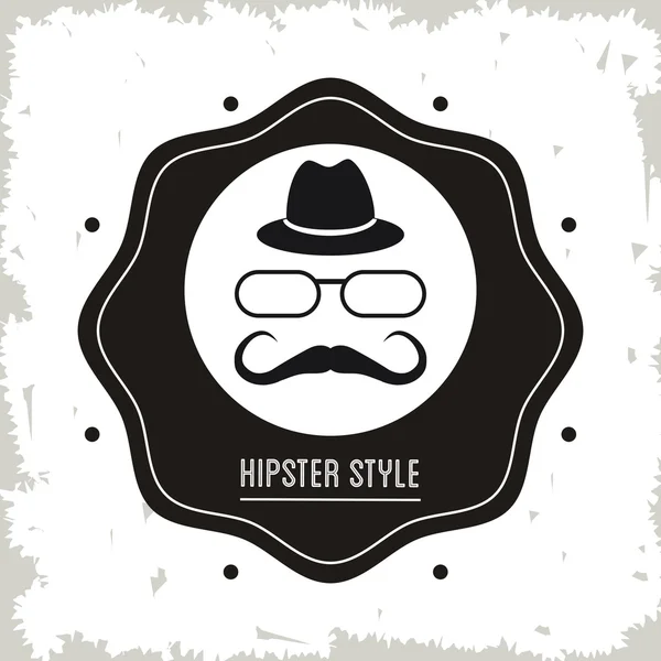 Gafas, bigote y sombrero icono. Diseño de estilo Hipster. Vector gra — Archivo Imágenes Vectoriales