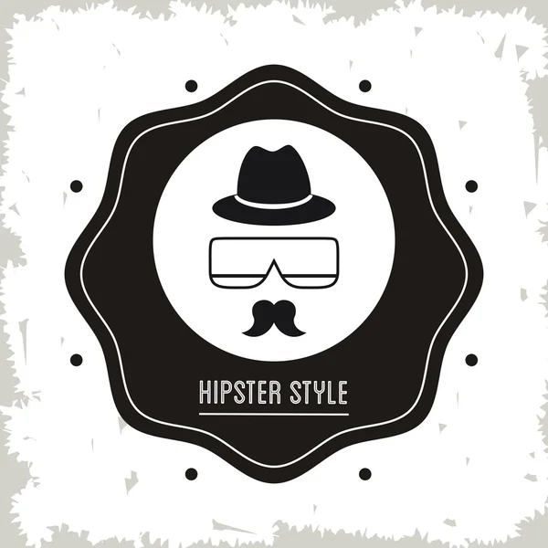 Gafas, bigote y sombrero icono. Diseño de estilo Hipster. Vector gra — Archivo Imágenes Vectoriales