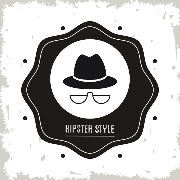 Chapeau et lunettes icône. Design de style Hipster. Graphique vectoriel — Image vectorielle