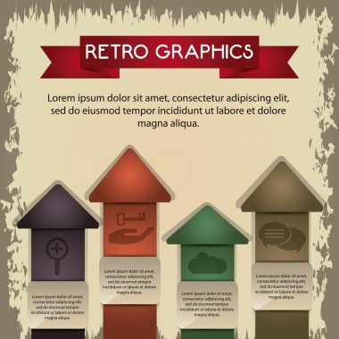 Bilgi grafikleri simgesi. Retro tasarım. Vektör grafiği