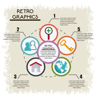 Bilgi grafikleri simgesi. Retro tasarım. Vektör grafiği