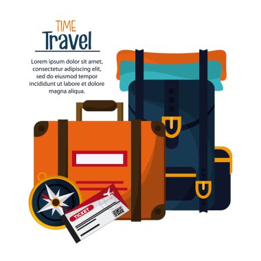 Bagaj ve uygulama simgesi. Seyahat zamanı tasarım. Vektör grafiği