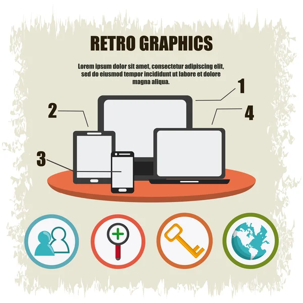 Ícone de infográficos. Design retrô. Gráfico vetorial — Vetor de Stock