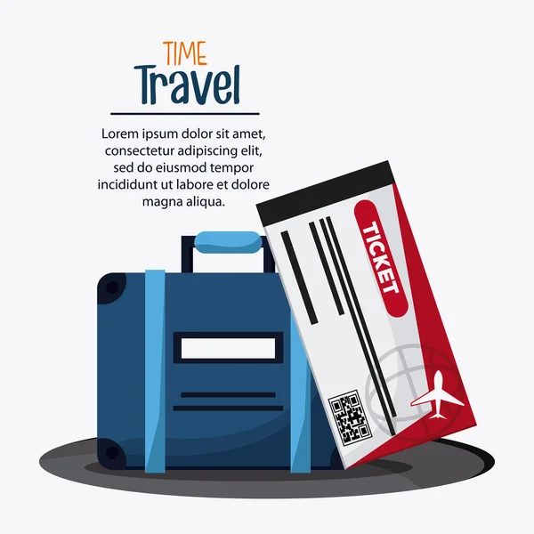 Icono de equipaje y billete. Tiempo para el diseño de viajes. Gráfico vectorial — Archivo Imágenes Vectoriales