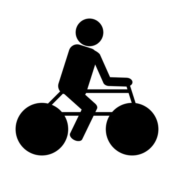 Személy lovaglás kerékpár piktogram ikon — Stock Vector
