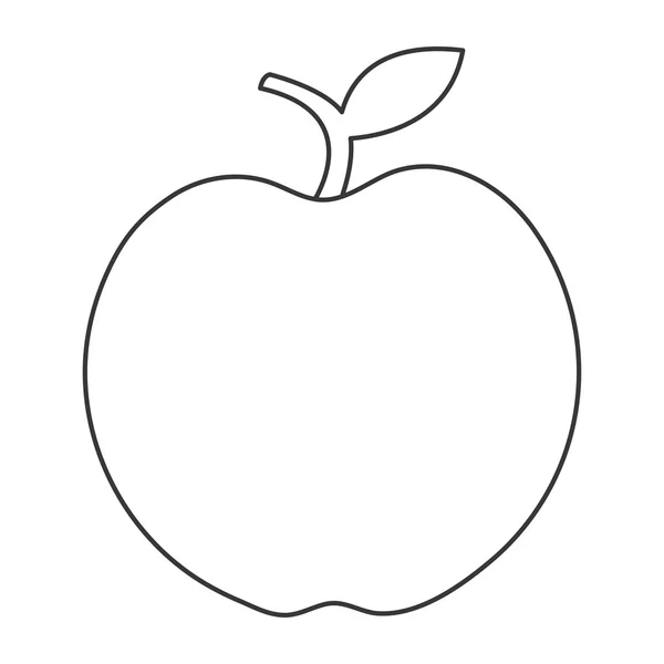 Manzana con icono de hoja — Vector de stock