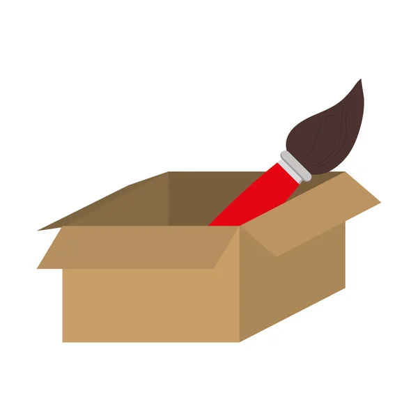 Boîte marron avec icône de pinceau — Image vectorielle