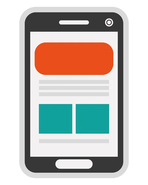 Celular com página web no ícone de tela — Vetor de Stock