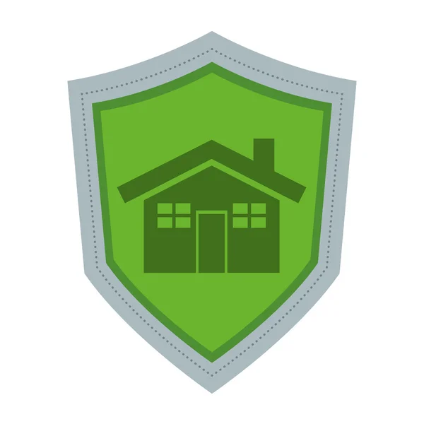 Escudo con icono de la casa — Vector de stock