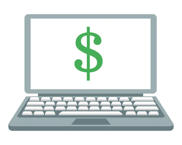 笔记本电脑屏幕图标一个美元符号 — 图库矢量图片