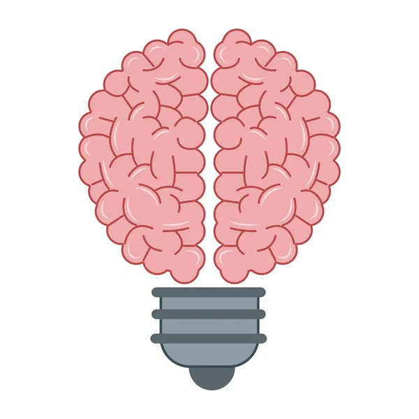 Icono de la bombilla cerebral humana — Vector de stock